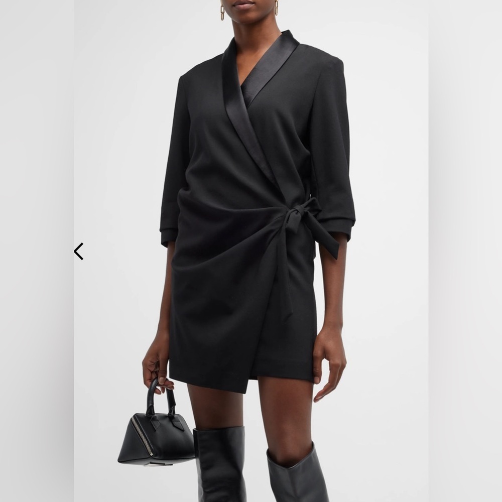 FRAME Mini Tuxedo Virgin Wool Wrap Dress size XXS - Picture 6 of 8